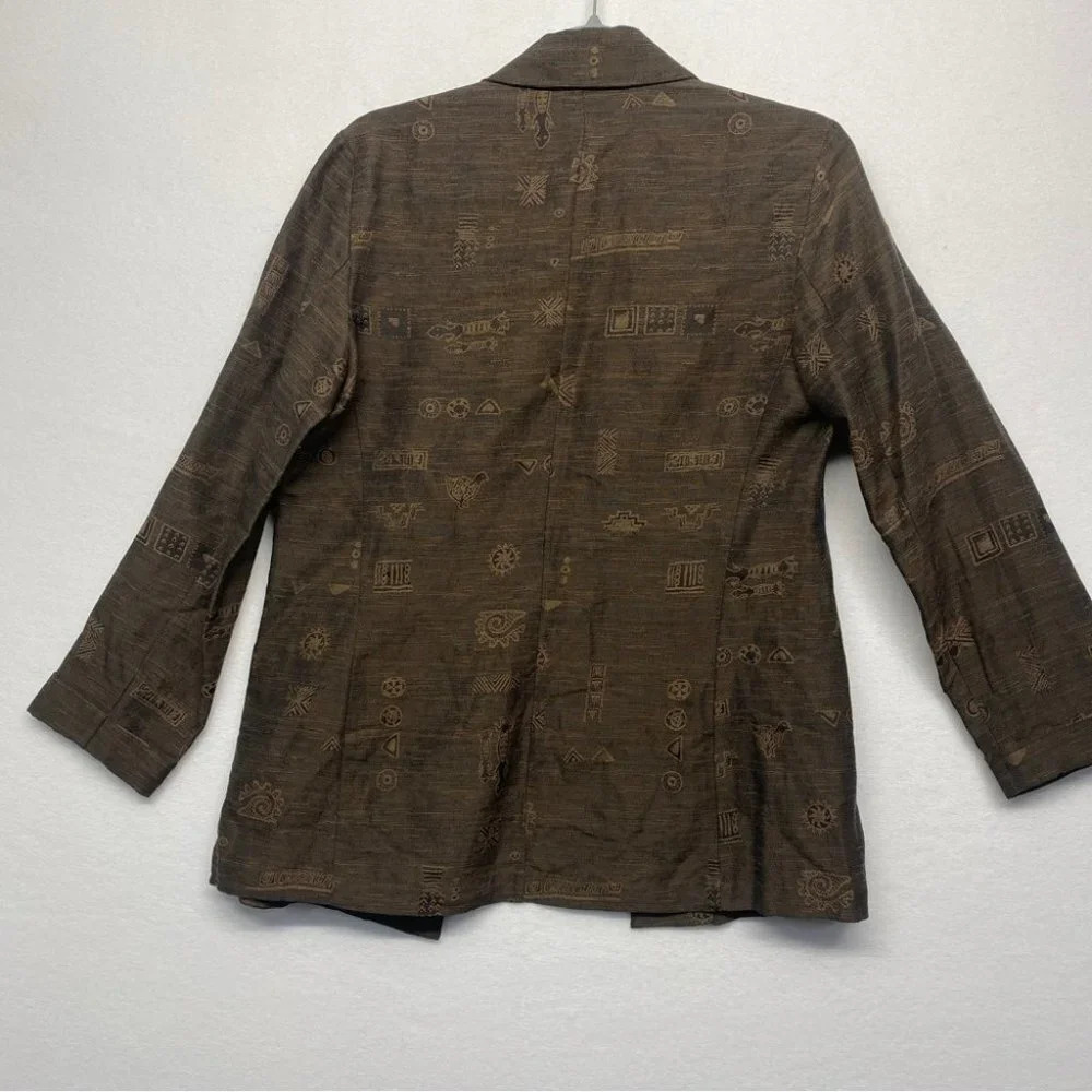 Chico's Design‎ Silk/Linen Lightweight Jacket Critter Print Artsy 0/XS - Picture 3 of 6